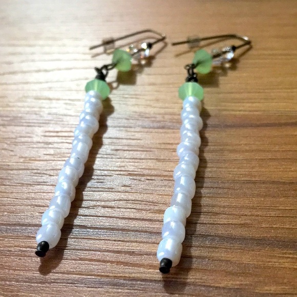*5 For $20***Ladies Lime Green Long Dangle Earrings, Handmade Earrings - Picture 3 of 5